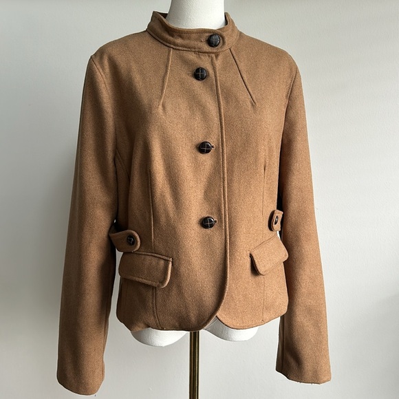 Women’s Wool Blend Preppy Light Academia Old Money Tailored Button Up Jacket L - Picture 1 of 10